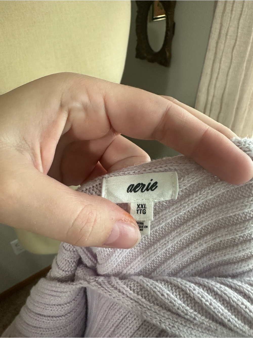 aerie Lilac Ribbed V-Neck Knit Crop Tank - Picture 4 of 6